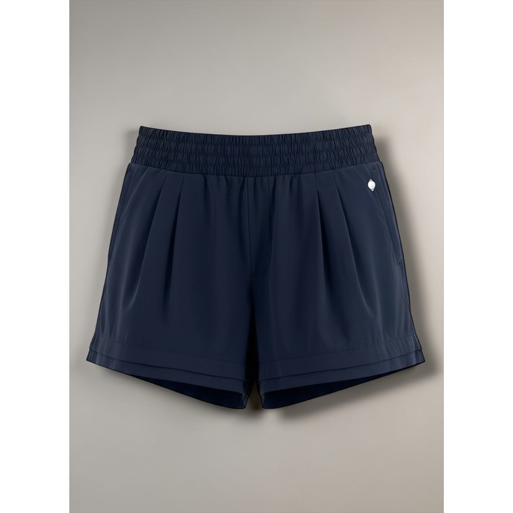 Calia Anywhere Petal Smocked Waist Pleated Athletic Shorts Navy Blue Large